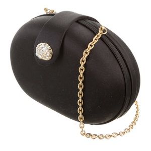 Saks Fifth Avenue Black Satin Crystal Embellished Crossbody Bag